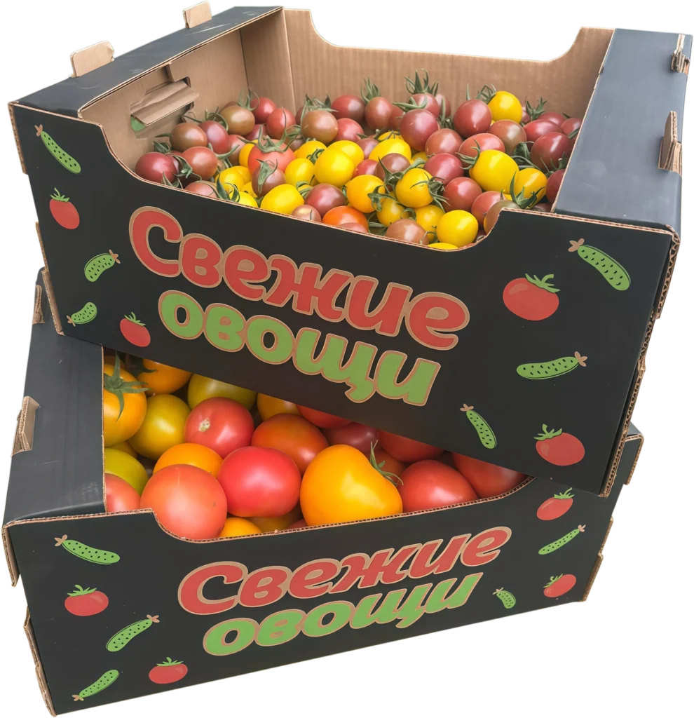 Лоток из гофрокартона Свежие овощи с томатами